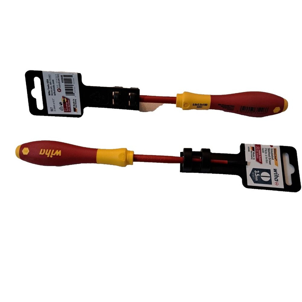 NEW 2 pcs Wiha 3.5mm 9/64" Insulated SlimLine Slot Screwdriver 32046‎ Germany